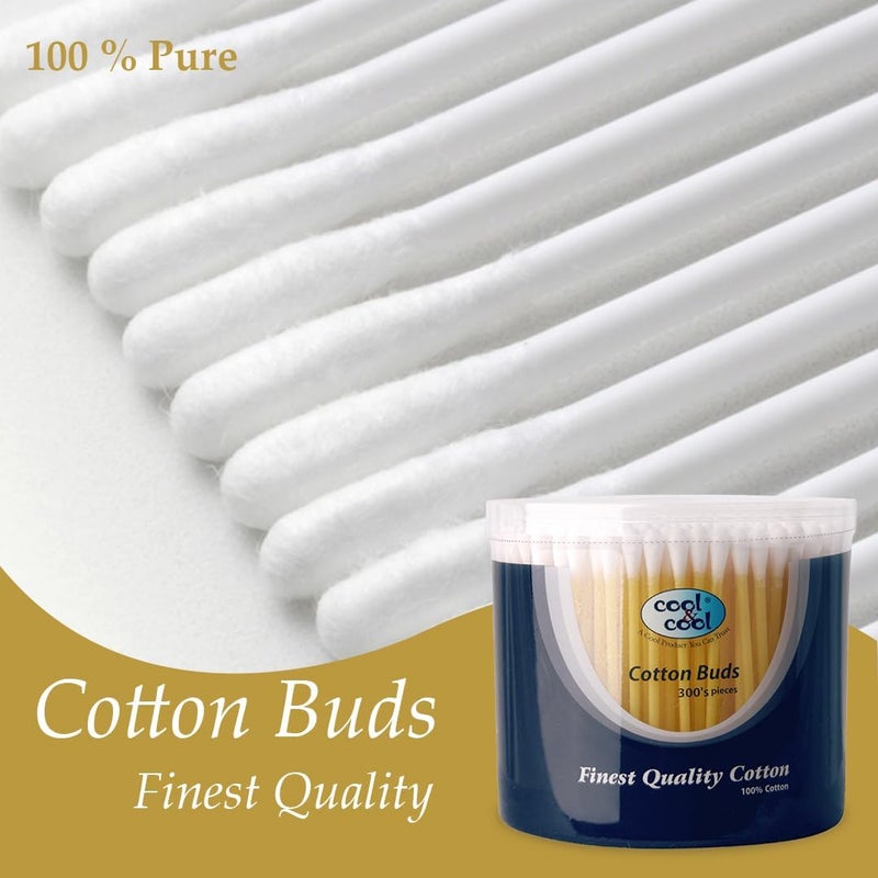 Cool & Cool Cotton Buds - 300 Pieces - Double Tipped, Hygienic Ear Swabs - Image 4